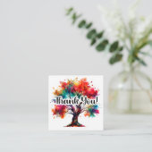 Vibrant Watercolor Tree Thank You Business Begleitkarte (Stehend Vorderseite)