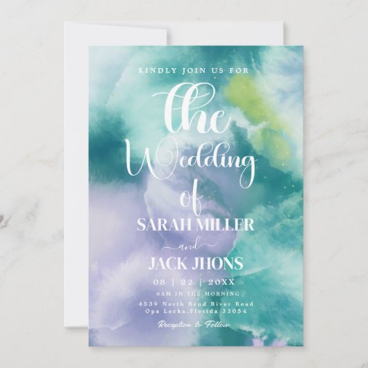 Vibrant Watercolor Wedding Invitation Einladung (Vorderseite)