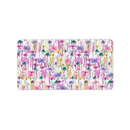 Vibrant Watercolor Wildflowers Adressaufkleber (Vorne)