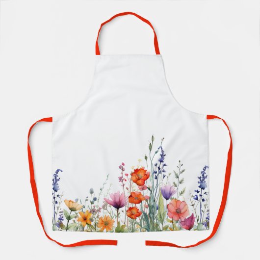 Vibrant Watercolor Wildflowers Pattern Apron Schürze (Vorderseite)
