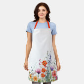 Vibrant Watercolor Wildflowers Pattern Apron Schürze (Getragen)