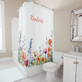 Vibrant Watercolor Wildflowers Personalized Duschvorhang