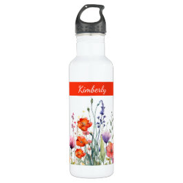 Vibrant Watercolor Wildflowers Personalized Edelstahlflasche