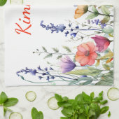 Vibrant Watercolor Wildflowers Personalized Geschirrtuch (Gefaltet)