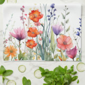 Vibrant Watercolor Wildflowers Personalized Geschirrtuch (Gefaltet)
