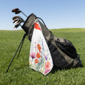 Vibrant Watercolor Wildflowers Personalized Golfhandtuch (Gras)