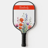 Vibrant Watercolor Wildflowers Personalized Pickleball Schläger (Rückseite)
