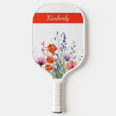 Vibrant Watercolor Wildflowers Personalized Pickleball Schläger (Rückseite)