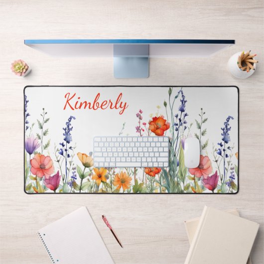 Vibrant Watercolor Wildflowers Personalized Schreibtischunterlage (Büro 1)