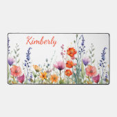 Vibrant Watercolor Wildflowers Personalized Schreibtischunterlage (Vorderseite)