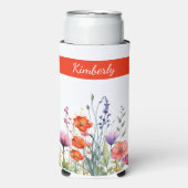 Vibrant Watercolor Wildflowers Personalized Selters Dosenkühler (Seltzer Vorderseite)