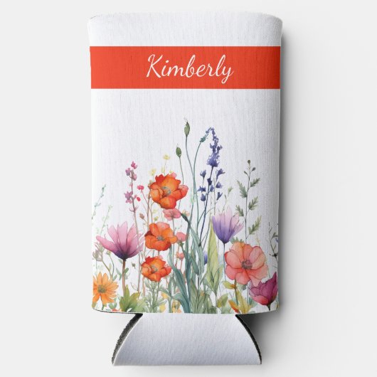 Vibrant Watercolor Wildflowers Personalized Selters Dosenkühler (Vorderseite)