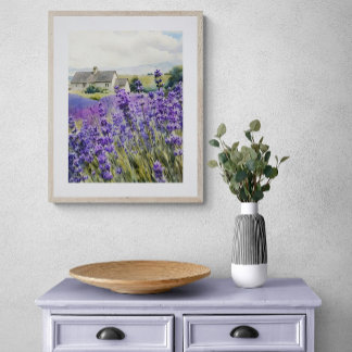  Vibrant Watercolour Lavender Field  Fotodruck