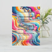 Vibrant Wavy Illustration Geburtstagsparty Einladung (Stehend Vorderseite)
