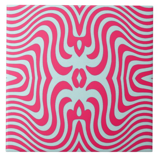 Vibrant Wavy Symmetry Design Fliese (Vorderseite)