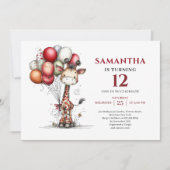 Vibrant whimsical giraffe kids birthday invite einladung (Vorderseite)