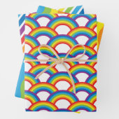 Vibrant White and Rainbow Patterns Geschenkpapier Set (Beispiel)