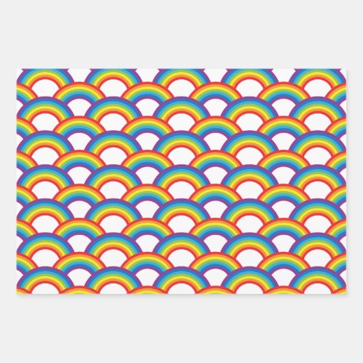 Vibrant White and Rainbow Patterns Geschenkpapier Set (Vorderseite)