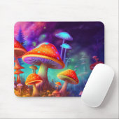 Vibrant Wild Psychedelic Mushroom Illustration Mousepad (Mit Mouse)