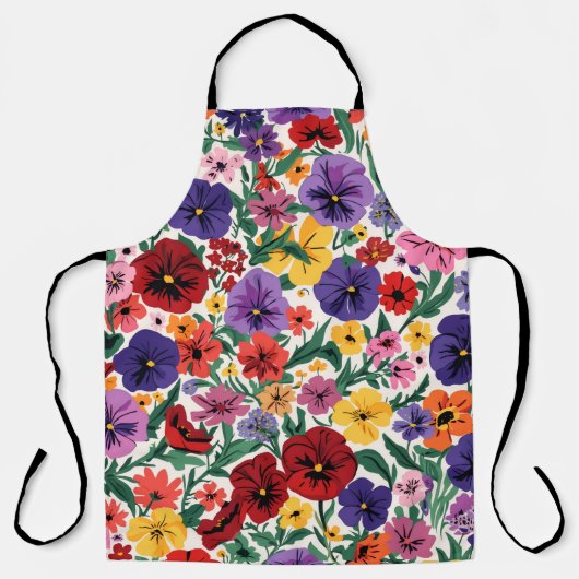 Vibrant Wildflower Pansy Botanical Pattern Schürze (Vorderseite)