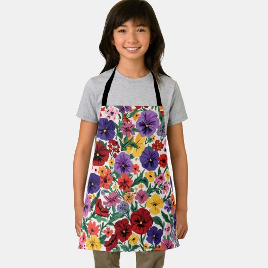 Vibrant Wildflower Pansy Botanical Pattern Schürze (Insitu)