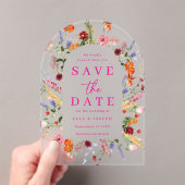 Vibrant Wildflowers Frosted Wedding Save The Date Acryleinladungen (Insitu (Handheld))