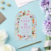 Vibrant Wildflowers Frosted Wedding Save The Date Acryleinladungen (Insitu (Hochzeit))