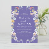 Vibrant Wildflowers Modern Wedding Einladung (Stehend Vorderseite)