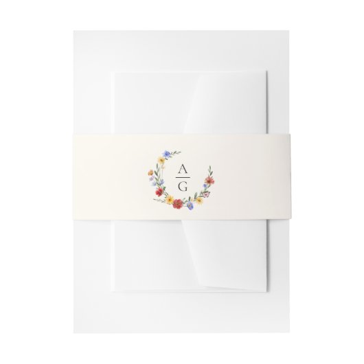 Vibrant Wildflowers Monogram Wedding Einladungsbanderole (Vorderseite Beispiel)