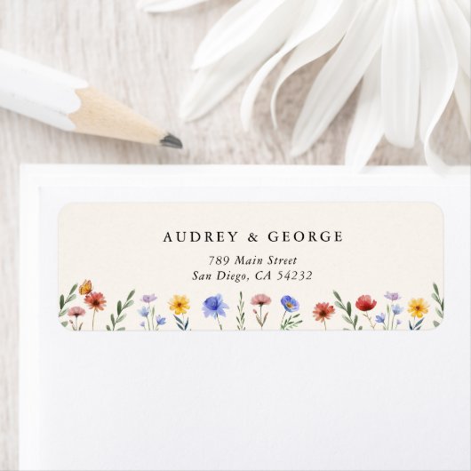 Vibrant Wildflowers Wedding Return Address (Insitu)