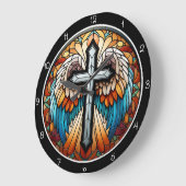 Vibrant Winged Cross Große Wanduhr (Winkel)