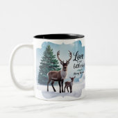 Vibrant Winter Reindeer "Love in Every Little Step Zweifarbige Tasse (Links)