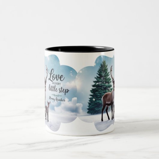 Vibrant Winter Reindeer "Love in Every Little Step Zweifarbige Tasse (Mittel)