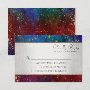 Vibrant Wisps   Dark Jewel Tone Watercolor RSVP Karte