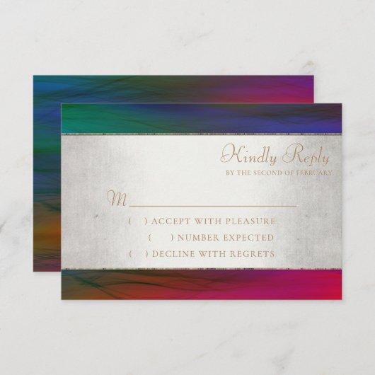 Vibrant Wisps | Dark Jewel Tone Watercolor RSVP Karte (Vorne/Hinten)