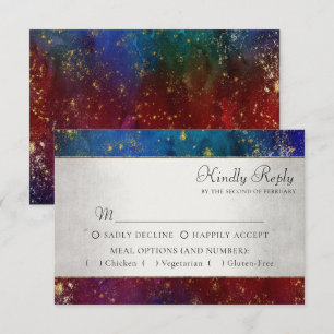 Vibrant Wisps   Jewel Tone Watercolor Option RSVP Karte