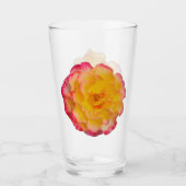 Vibrant Yellow and Pink Rose Drinking Glass Glas (Vorderseite)