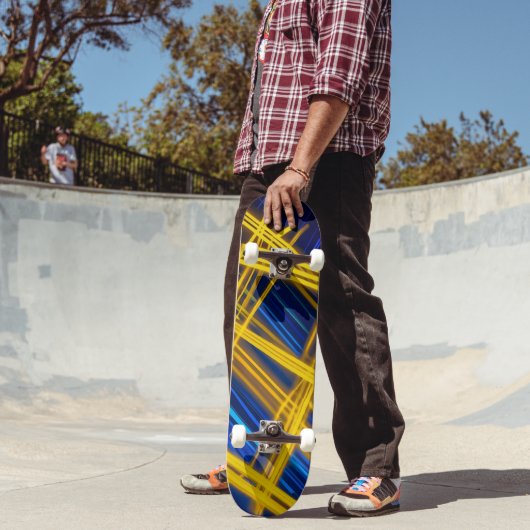 Vibrant Yellow Blue Motion Light Urban Abstract Skateboard (Außenbereich2)
