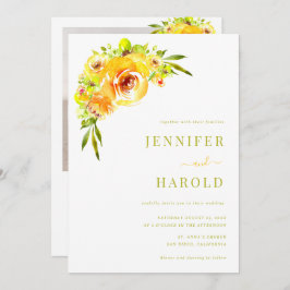Vibrant Yellow & Green Floral Garden Photo Wedding Einladung