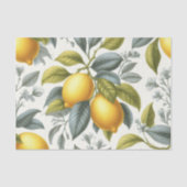 Vibrant Yellow Lemon and Blue Watercolor Botanical Seidenpapier (Vorderseite)