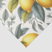Vibrant Yellow Lemon and Blue Watercolor Botanical Seidenpapier (Ausschnitt)