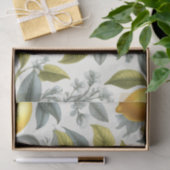 Vibrant Yellow Lemon and Blue Watercolor Botanical Seidenpapier (Geschenk)