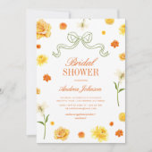 Vibrant Yellow Orange Floral Bow Bridal Shower Einladung (Vorderseite)