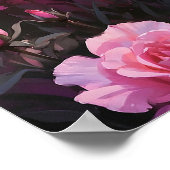 Vibrant Zebra in rosa Rosenfeldelementen Poster (Ecke)