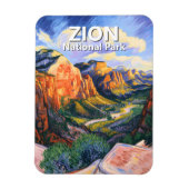 Vibrant Zion National Park Angels Landing Van Gogh Magnet (Vertikal)