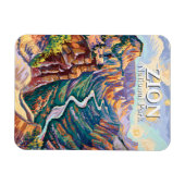 Vibrant Zion National Park Canyon River Hiking Art Magnet (Horizontal)