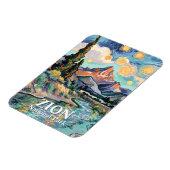 Vibrant Zion River Sunset Retro Van Gogh Watchman Magnet (Linke Seite)