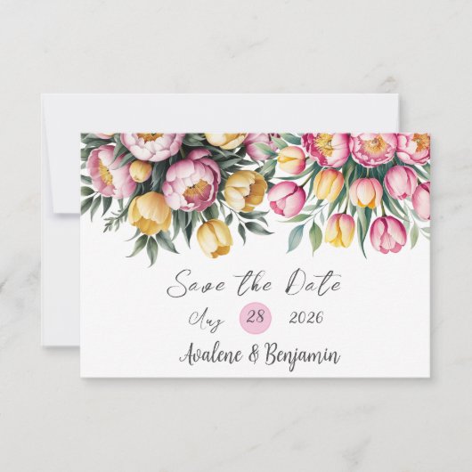 Vibrante Florale Harmonie Hochzeit Save The Date (Vorderseite)