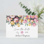 Vibrante Florale Harmonie Hochzeit Save The Date (Stehend Vorderseite)