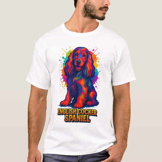 Vibrante Pop-Art-Englischer-Cocker-Spaniel T-Shirt (Vorderseite)